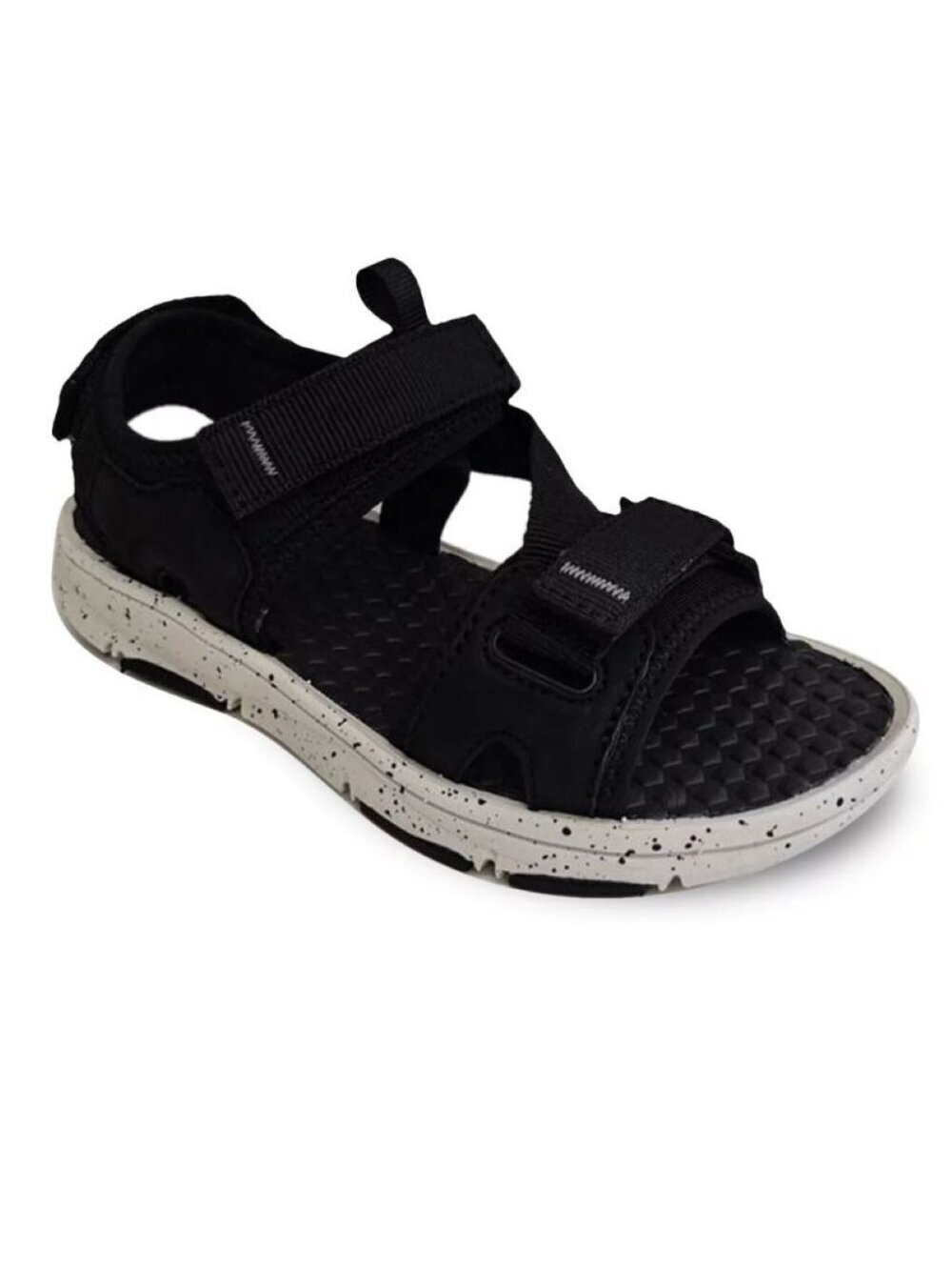 Sonoma Sandals 2 Boys Sonoma Black Sport Open Toe Fx Leather Velcro Straps